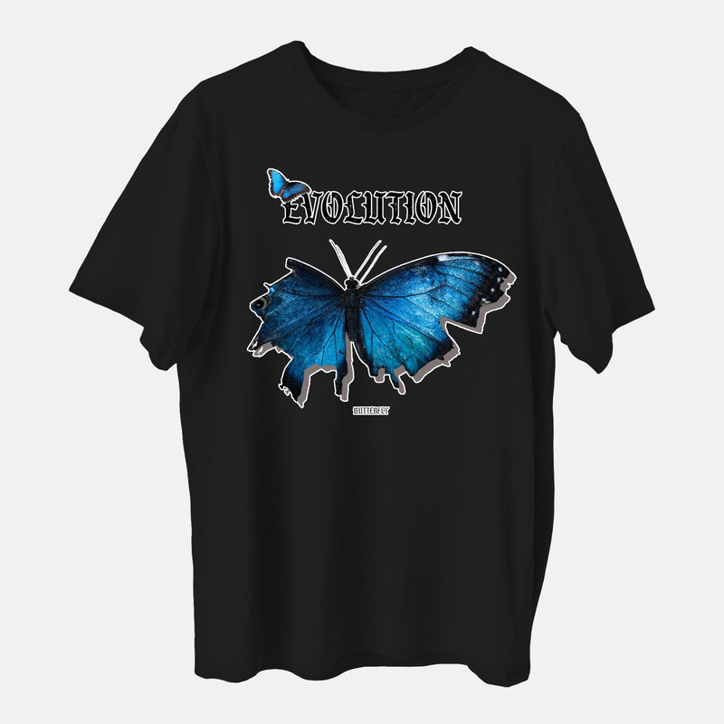 تی شرت آستین کوتاه زنانه مدل پروانه butterfly تکامل  mo426